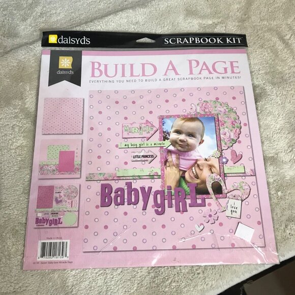 DaisyDs Baby Girl Scrapbook Kit Build A Page Set Pink - Picture 2 of 6
